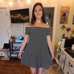 Striped off the shoulder dress